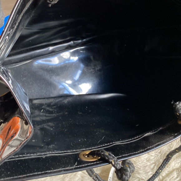 SCOOP NYC patent branded large vinyl shopper tote bag shopping rope handle strap - Picture 5 of 5